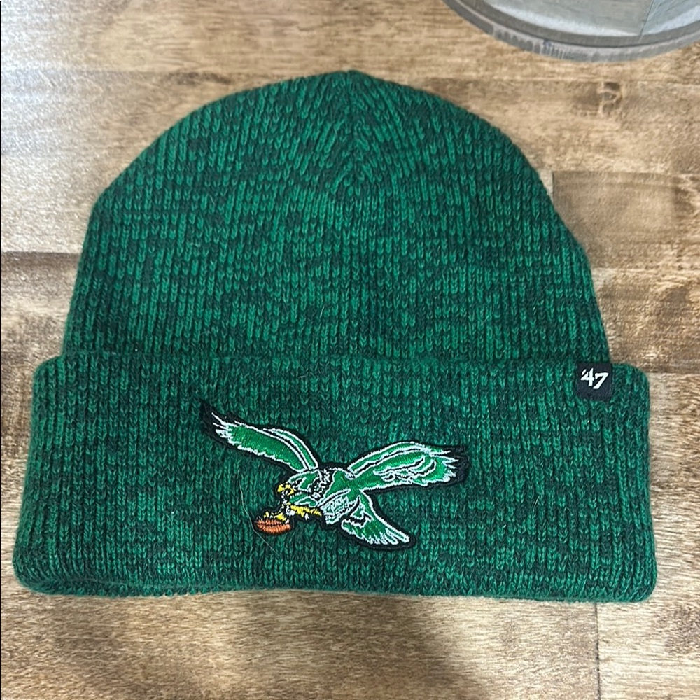 47 Brand Green Beanie with Eagle Patch